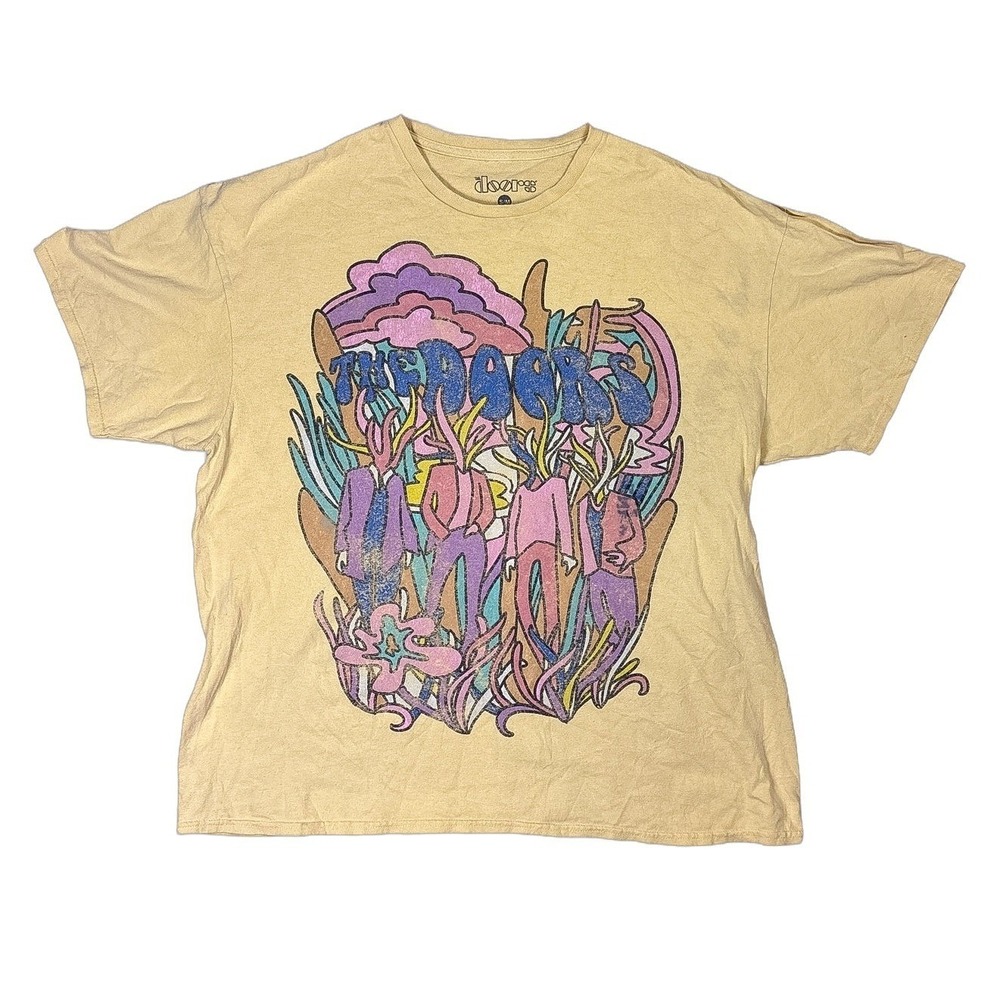 The Doors Graphic T-Shirt Mens S/M Yellow Good Psychedelic Rock Band Tee